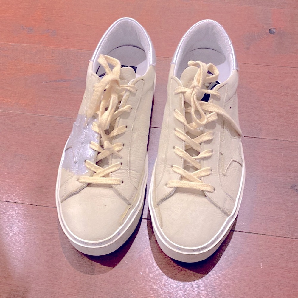 Yellow with Silver Star Golden Goose Wedge sneakers